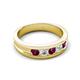 6 - Aaron 0.55 ctw Natural Diamond & Rhodolite Garnet 5 Stone Men Wedding Band (3 mm) 