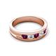 6 - Aaron 0.55 ctw Natural Diamond & Rhodolite Garnet 5 Stone Men Wedding Band (3 mm) 
