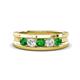 1 - Aaron 0.55 ctw Natural Diamond & Green Garnet 5 Stone Men Wedding Band (3 mm) 