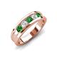 4 - Aaron 0.55 ctw Natural Diamond & Green Garnet 5 Stone Men Wedding Band (3 mm) 