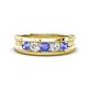 1 - Aaron 0.47 ctw Natural Diamond & Tanzanite 5 Stone Men Wedding Band (3 mm) 