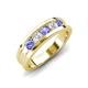 4 - Aaron 0.47 ctw Natural Diamond & Tanzanite 5 Stone Men Wedding Band (3 mm) 