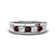 1 - Aaron 0.55 ctw Natural Diamond & Red Garnet 5 Stone Men Wedding Band (3 mm) 
