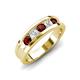 4 - Aaron 0.55 ctw Natural Diamond & Red Garnet 5 Stone Men Wedding Band (3 mm) 