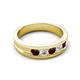 6 - Aaron 0.55 ctw Natural Diamond & Red Garnet 5 Stone Men Wedding Band (3 mm) 