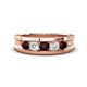 1 - Aaron 0.55 ctw Natural Diamond & Red Garnet 5 Stone Men Wedding Band (3 mm) 