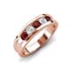 4 - Aaron 0.55 ctw Natural Diamond & Red Garnet 5 Stone Men Wedding Band (3 mm) 