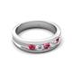 6 - Aaron 0.44 ctw Natural Diamond & Pink Tourmaline 5 Stone Men Wedding Band (3 mm) 