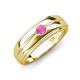 3 - Mateo 0.17 ct (3.50 mm) Round Pink Sapphire Bezel Set Solitaire Men Wedding Ring 