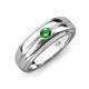 3 - Mateo 0.18 ct (3.50 mm) Round Green Garnet Bezel Set Solitaire Men Wedding Ring 