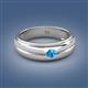 2 - Mateo 0.14 ct (3.50 mm) Round Blue Topaz Bezel Set Solitaire Men Wedding Ring 
