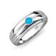 3 - Mateo 0.11 ct (3.50 mm) Round Turquoise Bezel Set Solitaire Men Wedding Ring 