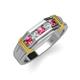 4 - Kevin 0.44 ctw Pink Tourmaline and Natural Diamond Men Wedding Band (7.80 mm) 