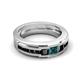 6 - Jayden 1.37 ctw Princess shape London Blue Topaz accented Black Diamonds Men Wedding Band (5.20 mm) 