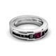 6 - Jayden 1.40 ctw Princess shape Rhodolite Garnet accented Black Diamonds Men Wedding Band (5.20 mm) 