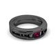 6 - Jayden 1.40 ctw Princess shape Rhodolite Garnet accented Black Diamonds Men Wedding Band (5.20 mm) 