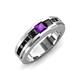 4 - Jayden 1.37 ctw Princess shape Amethyst accented Black Diamonds Men Wedding Band (5.20 mm) 