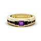 1 - Jayden 1.37 ctw Princess shape Amethyst accented Black Diamonds Men Wedding Band (5.20 mm) 