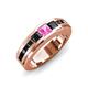 4 - Jayden 1.50 ctw Princess shape Pink Sapphire accented Black Diamonds Men Wedding Band (5.20 mm) 