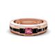 1 - Jayden 1.37 ctw Princess shape Pink Tourmaline accented Black Diamonds Men Wedding Band (5.20 mm) 