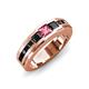 4 - Jayden 1.37 ctw Princess shape Pink Tourmaline accented Black Diamonds Men Wedding Band (5.20 mm) 