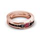 6 - Jayden 1.37 ctw Princess shape Pink Tourmaline accented Black Diamonds Men Wedding Band (5.20 mm) 