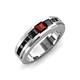4 - Jayden 1.40 ctw Princess shape Red Garnet accented Black Diamonds Men Wedding Band (5.20 mm) 