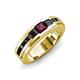 4 - Jayden 1.40 ctw Princess shape Rhodolite Garnet accented Black Diamonds Men Wedding Band (5.20 mm) 