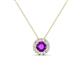 1 - Bernice 0.38 ctw Amethyst accented Natural Diamonds Halo Pendant 