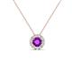 1 - Bernice 0.38 ctw Amethyst accented Natural Diamonds Halo Pendant 