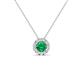 1 - Bernice 0.43 ctw Emerald accented Natural Diamonds Halo Pendant 