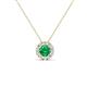 1 - Bernice 0.43 ctw Emerald accented Natural Diamonds Halo Pendant 