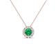 1 - Bernice 0.43 ctw Emerald accented Natural Diamonds Halo Pendant 