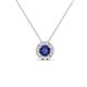 1 - Bernice 0.38 ctw Iolite accented Natural Diamonds Halo Pendant 