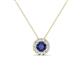 1 - Bernice 0.38 ctw Iolite accented Natural Diamonds Halo Pendant 