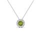 1 - Bernice 0.50 ctw Peridot accented Natural Diamonds Halo Pendant 