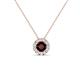 1 - Bernice 0.50 ctw Red Garnet accented Natural Diamonds Halo Pendant 