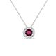 1 - Bernice 0.50 ctw Rhodolite Garnet accented Natural Diamonds Halo Pendant 
