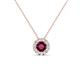 1 - Bernice 0.50 ctw Rhodolite Garnet accented Natural Diamonds Halo Pendant 