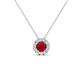 1 - Bernice 0.44 ctw Ruby accented Natural Diamonds Halo Pendant 
