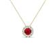 1 - Bernice 0.44 ctw Ruby accented Natural Diamonds Halo Pendant 