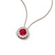 4 - Bernice 0.44 ctw Ruby accented Natural Diamonds Halo Pendant 