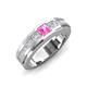 4 - Jayden 1.24 ctw Princess shape Pink Sapphire accented Lab Grown Diamonds Men Wedding Band (5.20 mm) 