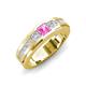4 - Jayden 1.24 ctw Princess shape Pink Sapphire accented Lab Grown Diamonds Men Wedding Band (5.20 mm) 