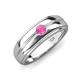 3 - Mateo 0.17 ct (3.50 mm) Round Pink Sapphire Bezel Set Solitaire Men Wedding Ring 