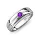 3 - Mateo 0.15 ct (3.50 mm) Round Amethyst Bezel Set Solitaire Men Wedding Ring 