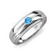 3 - Mateo 0.14 ct (3.50 mm) Round Blue Topaz Bezel Set Solitaire Men Wedding Ring 