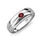 3 - Mateo 0.18 ct (3.50 mm) Round Red Garnet Bezel Set Solitaire Men Wedding Ring 