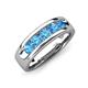 3 - Irvin 0.70 ctw Blue Topaz 5 stone Comfort Fit Men Wedding Band (6 mm) 