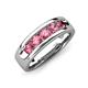 3 - Irvin 0.75 ctw Pink Tourmaline 5 stone Comfort Fit Men Wedding Band (6 mm) 
